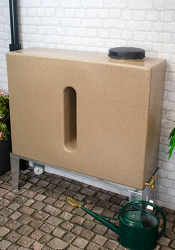 250 Litre Slimline Water Butt in Sandstone - Double Outlet